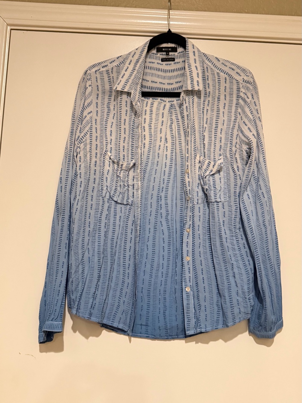 Miss Me Blue Ombre Stripe Button-Down Shirt